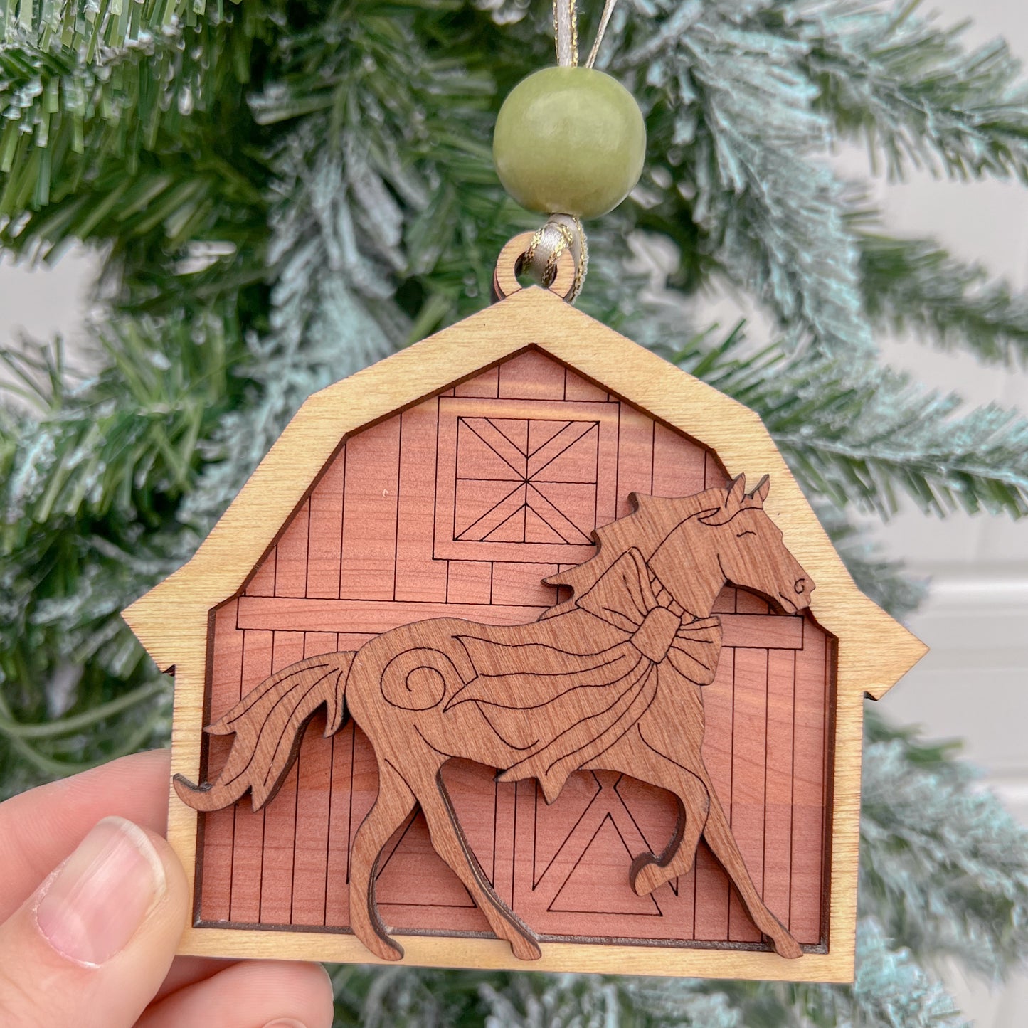 Horse and Barn Ornament