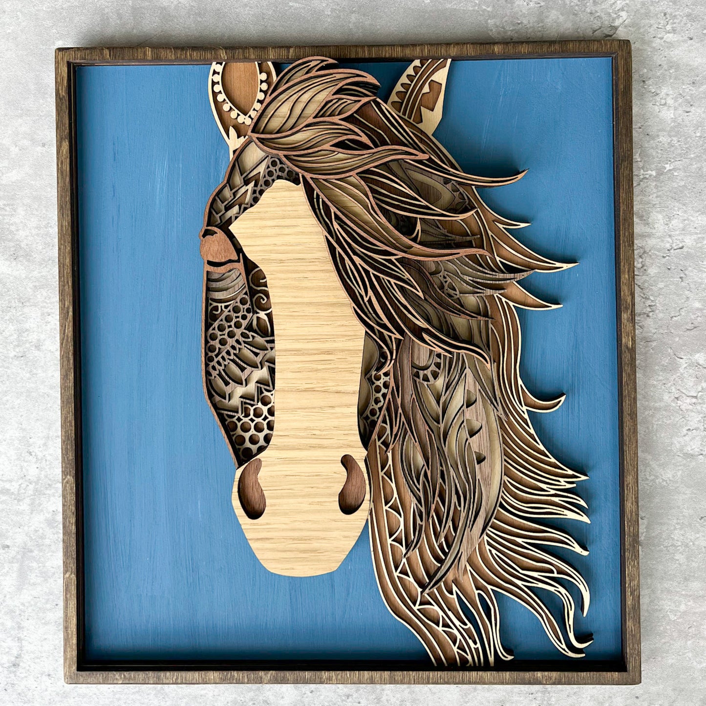 Horse Mandala- Layered Wood Art