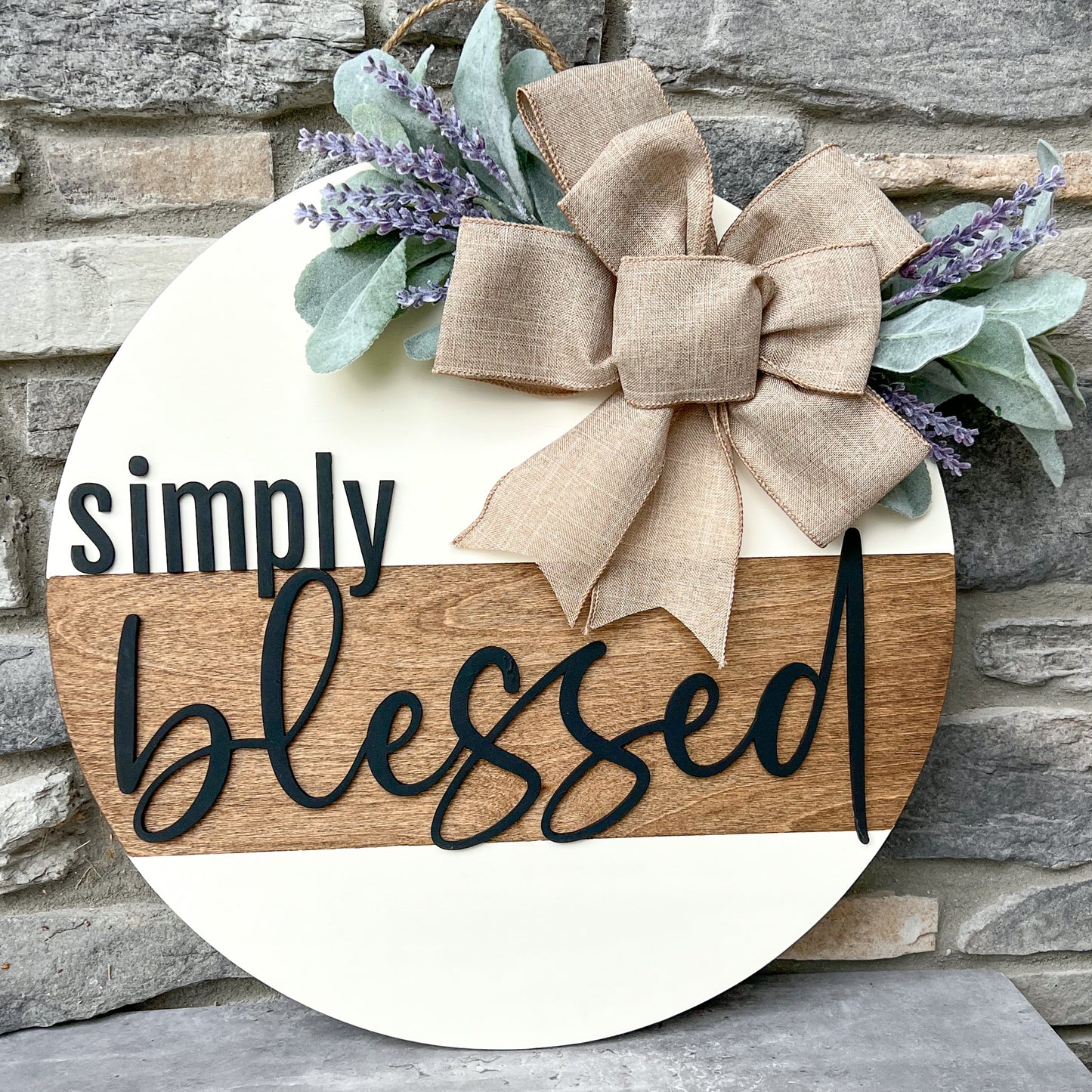 "Simply Blessed" 16" Round Sign