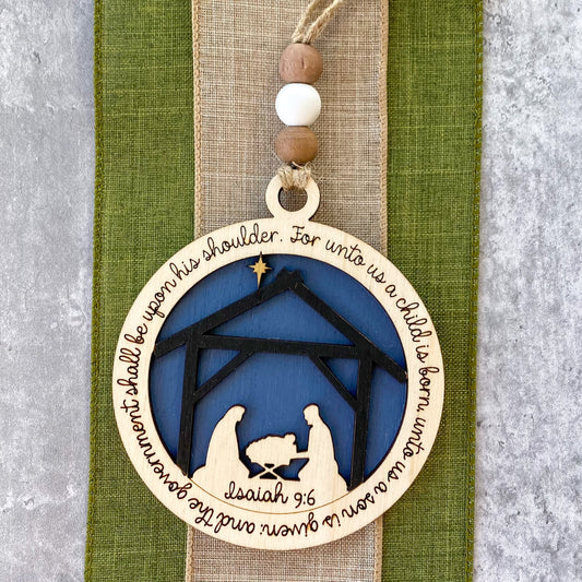 Nativity Ornament with Isaiah 9:6 Verse