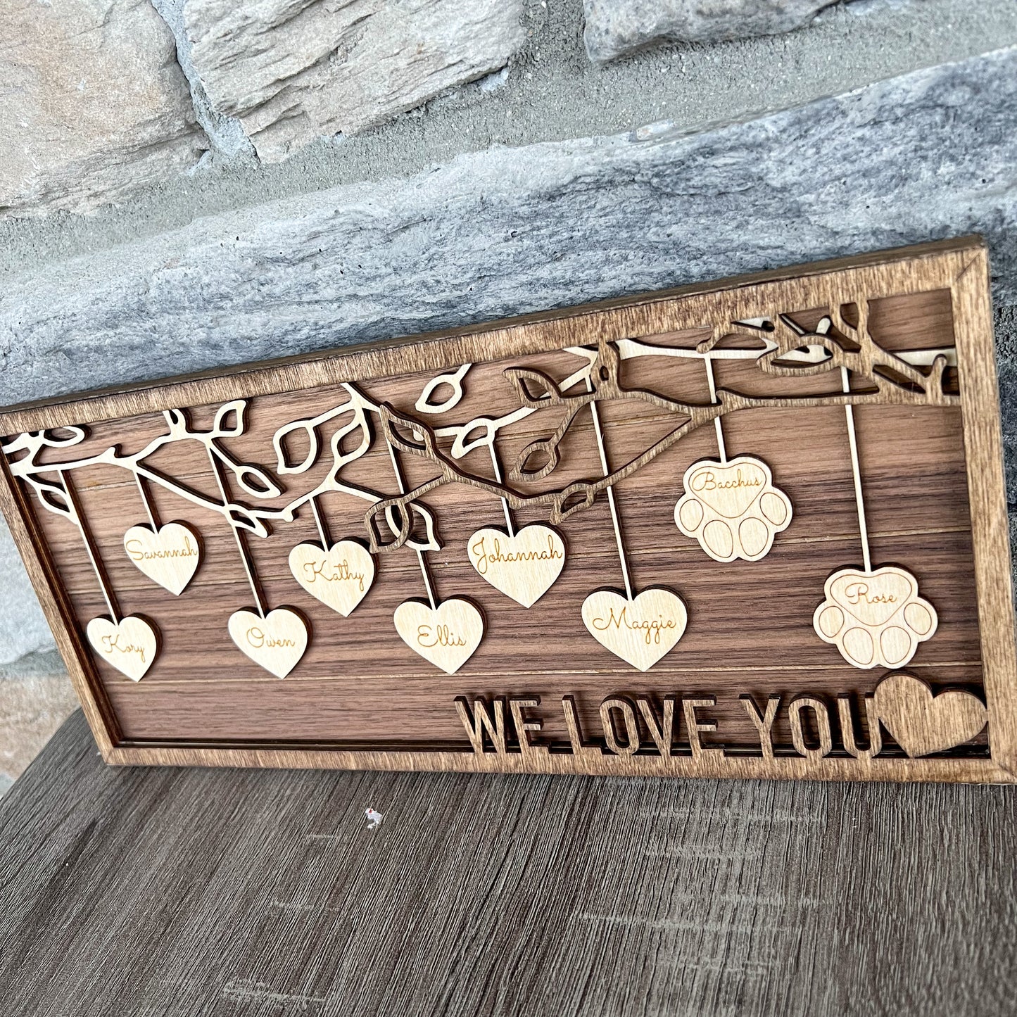 Family Tree Hanging Heart 3D Wall Hanging Sign
